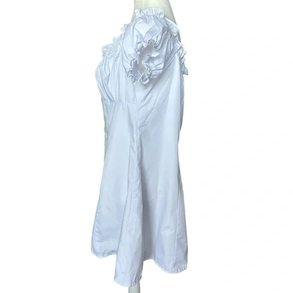 PrettyLittleThing Plus White Button Front Puff Sleeve Shift Dress 14 - Picture 7 of 12